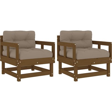 Maison Exclusive - Sillones de jardín cojines 2 uds madera maciza