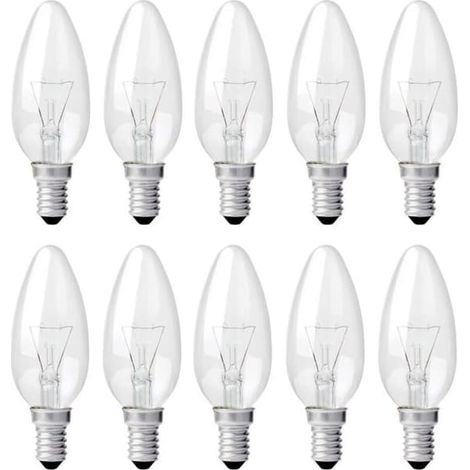 Ampoule de lustre E14 40W transparente, ampoule à incandescence à intensité variable, blanc chaud 2700K, 400 lumens, ampoule à effet flamme, culot à vis Edison E14 - ampoule de lustre à boucle,... (1/5)