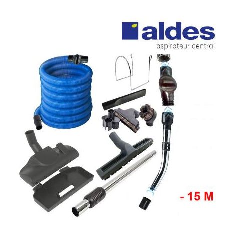 Set ALDES 8 accessoires + 1 flexible avec poignée standard chromée remplace la poignée de commande pneumatique ALDES 11070062 avec douille de démarrage et vanne d’arrêt - longueur au choix - 15m