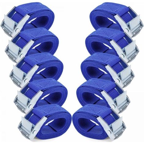1M Tie Down Straps - 10pcs Ratchet Straps, Blue, with Rust Resistant Alloy Cam Buckle Adjustable Quick Release Tie Down Straps (1/5)