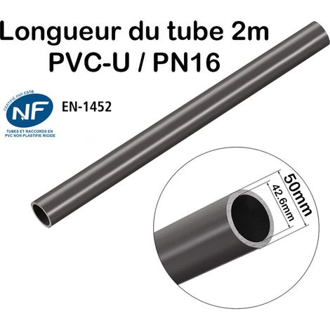 Barre Tuyau Rigide Tube PVC Pression PN16 50mm : Longueur 2m
