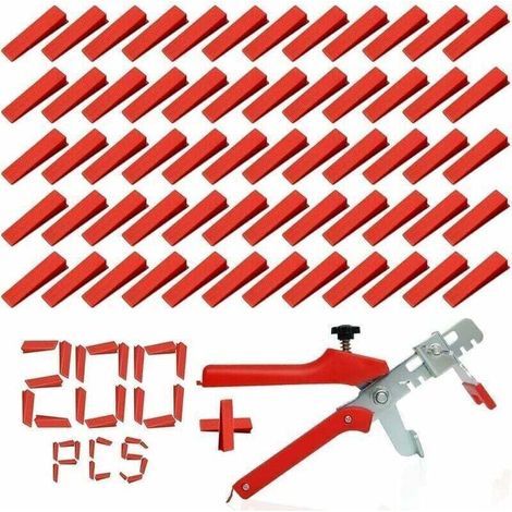 Kit de Système de Nivellement Leveller de Carrelage pour Outils de Construction de Murs en Céramique (200 Cales + 1 Pince) (1/4)