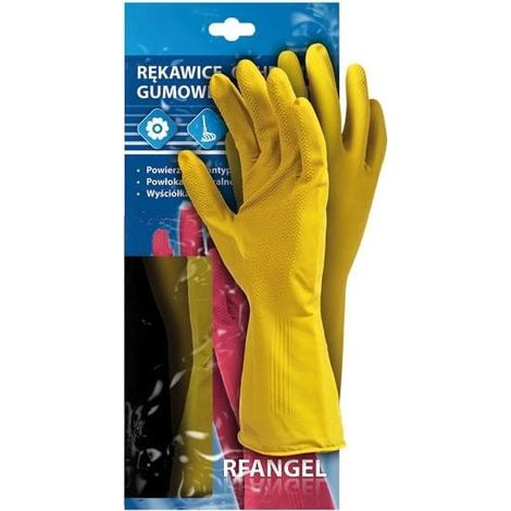 Guantes protectores de goma con forro flocado, color amarillo, talla L