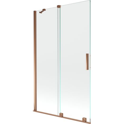 Mexen Velar écran de baignoire à 2 ailes coulissante 110 x 150 cm, transparent, Or rose - 896-110-000-01-60