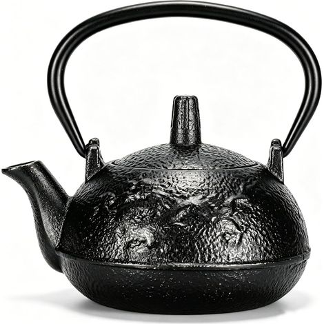 Bouilloire à thé en fonte, théière japonaise avec infuseur pour pots à thé en vrac pour cuisinière 10 oz/300 ml, noir (1/5)