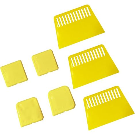7 Pièces Jaune Spatule Enduit Épaissi et Durable Grattoir Plastique Peut Être Utilisé pour Lisser les Joints de Briques Gratte Joint Carrelage pour Ouvrier en Décoration (7pièces) (1/5)