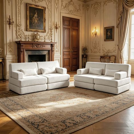 Canapé-lit 2 en 1, canapé modulable en chenille, lit d'appoint pliable avec structure en fer, canapé une place réglable pour salon, chambre, bureau (1/5)