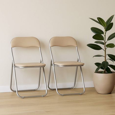 Dmora Ensemble de deux chaises pliantes, couleur beige, Mesures 43 x 47 x 78 cm, avec emballage renforcé (1/5)