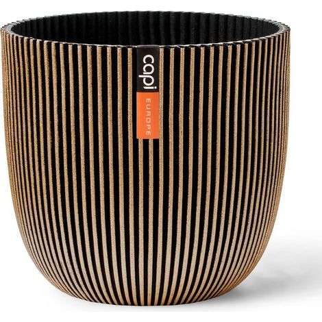 Capi Europe Übertopf Groove Kugel Schwarz & Goldfarben Ø 16,5 cm - Kunststoff