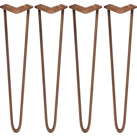4 x 28" Hairpin Legs - 2 Prong - 12mm - Antique Copper