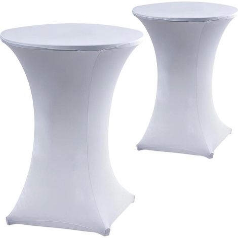 Lot de 2 housses de table en spandex pour tables hautes, blanc, Ø 80-85 cm, H 110 cm