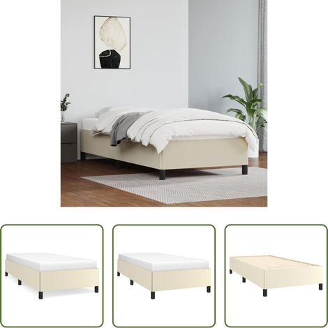 Kunstlederbett - Bettgestell Creme 90x190 cm Kunstleder (1/5)