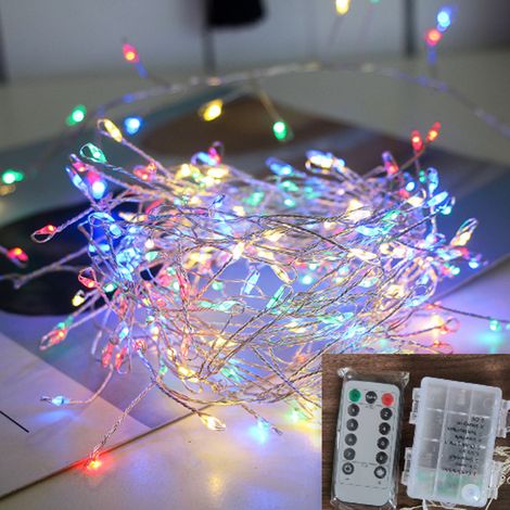 Lumières de Noël lumière couleur argent, guirlande lumineuse 6 mètres 200, lumière étoile 8 modes, guirlande lumineuse LED, avec télécommande (1/5)