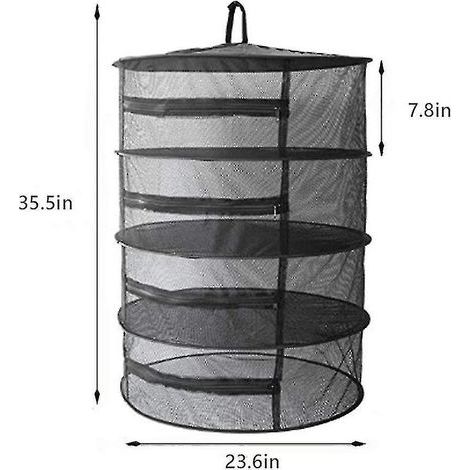 Filet de séchage suspendu de 60 cm de diamètre pour herbes aromatiques, légumes, plantes et vêtements (noir) (1/3)