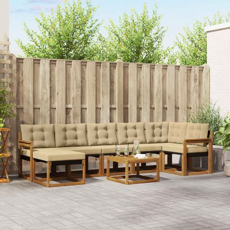 vidaXL Outdoor-Sofagarnitur mit Kissen 8 pcs Natur und Beige (1/5)