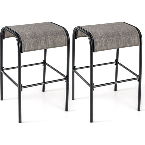 Patio Bar Stools Set of 2 76 cm Outdoor Metal Bar Height Bistro Stools (1/5)