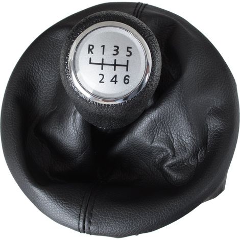 Pomello del cambio + cuffia in argento per VW T5 / T6 03-11, cambio a 6 marce. (1/5)