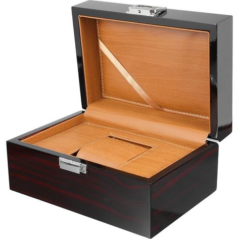 Boîte De Rangement en Bois Laqué 7.87X5.51X3.94In Organisateur Durable pour Montres Homme Et Femme avec Charnières Et Fermoirs Exquis Coffret Compact Et Élégant (1/5)