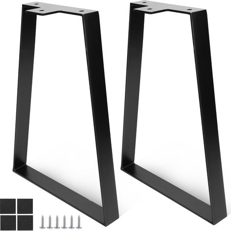 2 Pièces Pieds de Meuble Trapézoïdaux de 40 cm, Pieds de Table Noir (1/5)