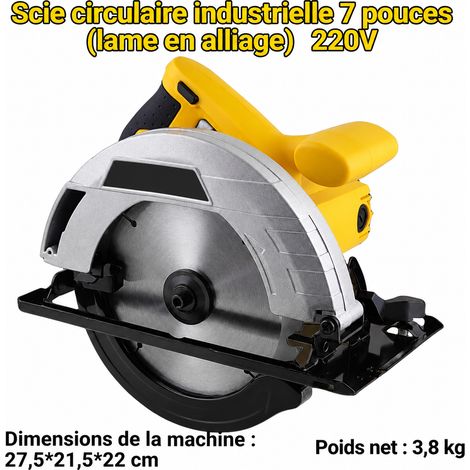 Scie circulaire modèle industriel 7 pouces 220V prise européenne, lame de scie à bois, 1200 185 65 60 0 5200 43 045° 20, 30,5 × 24 × 23 cm, 3,9 kg – Livraison gratuite