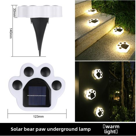 Lámpara solar para exteriores, apta para césped, jardín o patio, lámpara solar para instalación en el suelo (lámpara solar con forma de pata de oso [luz cálida], lámpara solar para instalación en el s (1/5)