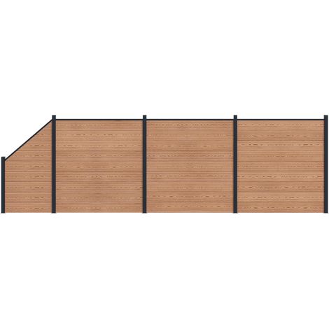 Fence Panel 4 pcs WPC and Aluminium Brown vidaXL