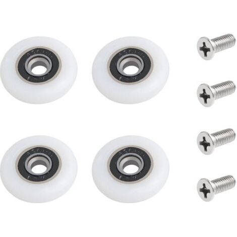 FENOPLASTICA4 Pièces Rouleau de Porte de Douche, Rouleau Roulette Roue pour Porte de Douche Roulettes Coulissantes Porte Roue de Remplacement pour Rouleau (25MM) (1/4)