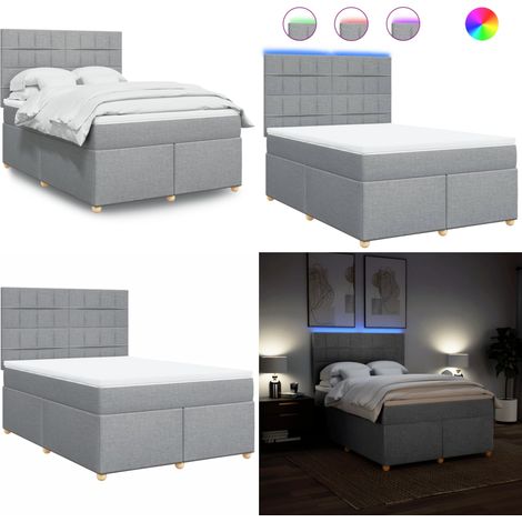 vidaXL Boxspringbett mit Matratze Hellgrau 140x200 cm Stoff (1/5)