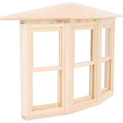 Fenêtre miniature en bois de bouleau à l'échelle 1:12, d'un réalisme exquis, avec ouverture coulissante à 45 degrés sur trois côtés, idéale pour les accessoires de bricolage. (1/5)