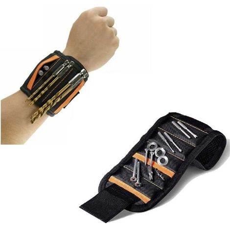 Bracelet magnétique bricolage, Ceintures porte-outils Ajustable, 15 aimants puissants, pour maintenir clous, vis, Cadeau Homme Noël (1/4)