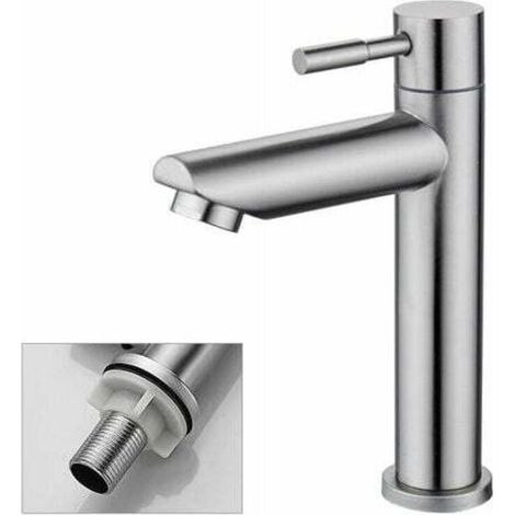 Rubinetto singolo per lavabo ad acqua fredda – acciaio inox 304 – Facile installazione – Per bagno e WC per gli ospiti – Mowze (1/2)