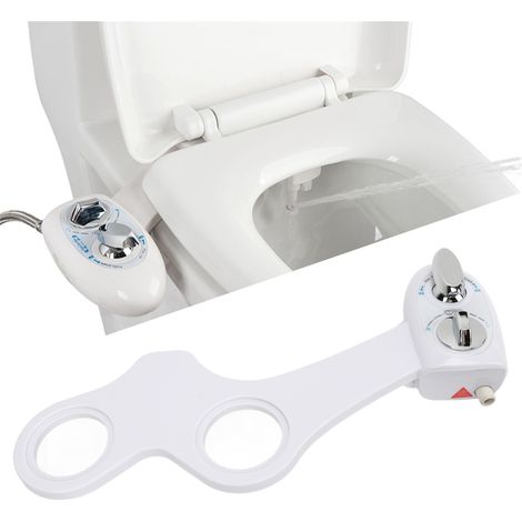 Cabezal de bidé Dual-Clean para inodoro con control de presión de agua y kit de instalación, ABS y acero inoxidable. (1/5)