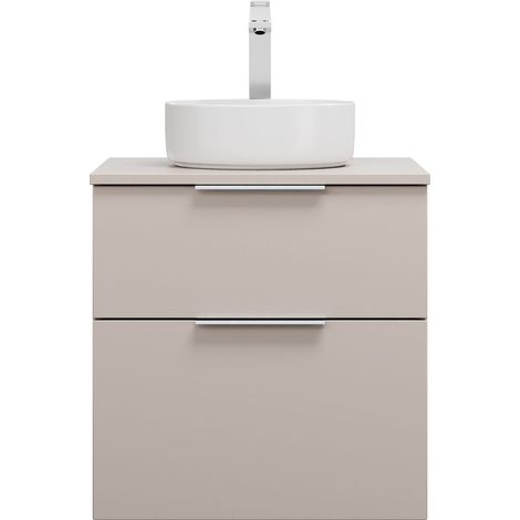 burgbad Eqio lavabo à poser en céramique, rond, au centre, meuble (1/2)