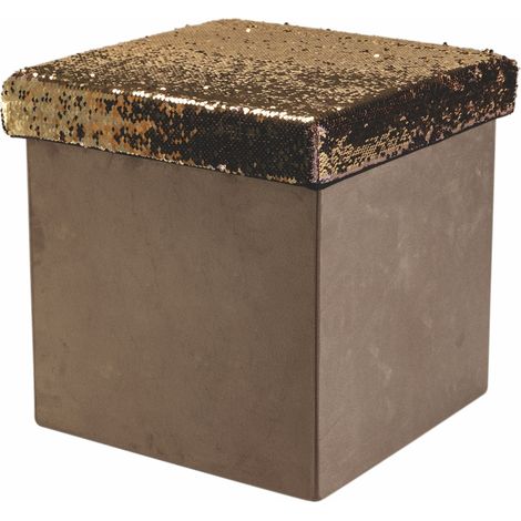 POUF CON PAILLETTES TORTORA CONTENITORE MISURE 38 X 38 X 38 CM (1/2)