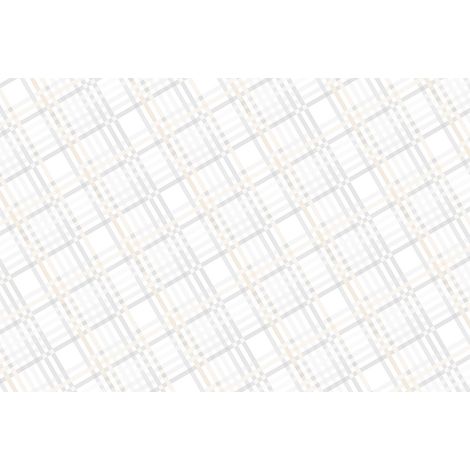 Papier peint panoramique design pour couloir | Tapisserie panoramique à motif quadrillage | Papier peint panoramique beige et gris graphique - 267 x 400 cm (4 pièces) (1/3)