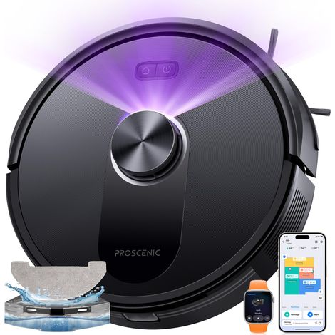 Aspirateur Robot,8000Pa 200Mins Robot Aspirateur Laveur avec Serpillière,Navigation Lidar,Multi-étage Cartographie,Évitement d'obstacles,Silencieux,pour Poils Animaux Tapis Sols Durs (1/5)