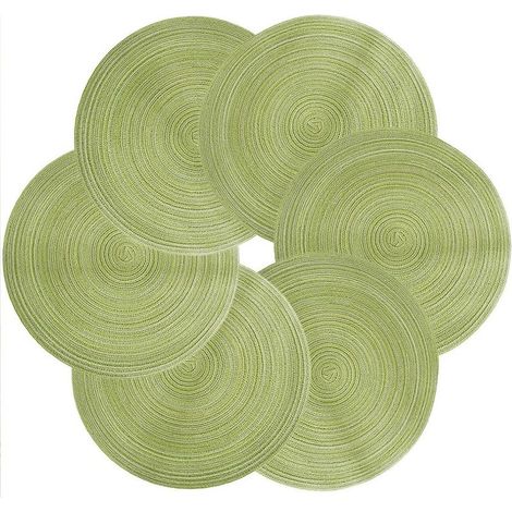 Lot de 6 sets de table ronds verts antidérapants, style nordique, adaptés aux tables de cuisine et aux salles à manger (38 cm). (1/5)
