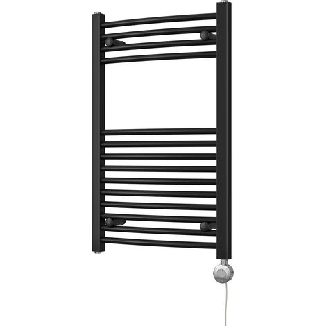 Zennor - Black Electric Towel Rail H800mm x W500mm Curved 300w Thermostatic (1/3)