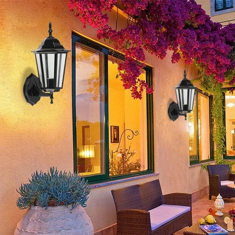 Applique Murale Extérieure Rétro Étanche En Alumiet Verre E27 À Une Tête, Idéale Pour Balcon, Couloir, Escalier, Terrasse Ou Jardin. (1/5)
