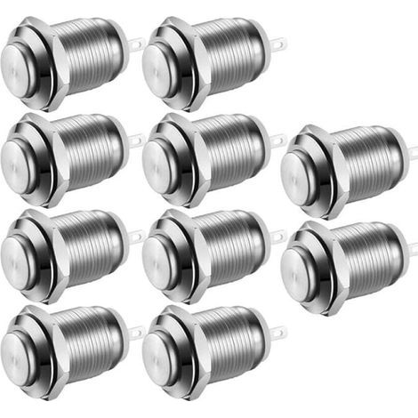 10 pezzi Pulsante momentaneo impermeabile in acciaio inox On/Off 12 mm 2 A 12 V/24 V/125 V/250 V (High Head) (1/5)