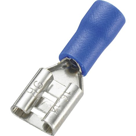 TRU COMPONENTS 745194 Flachsteckhülse Steckbreite: 6.4 mm Steckdicke: 0.8 mm 180 ° Teilisoliert Bla