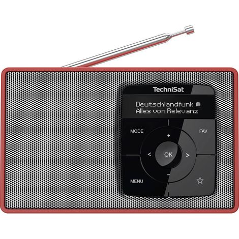 TechniSat DIGITRADIO 2 Radio da tavolo DAB+, FM DAB+, FM, Bluetooth Funzione allarme Rosso - Argento (1/5)
