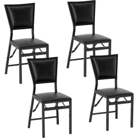Chaise pliante en acier set de 4 avec haut dossier et cadre en acier (1/5)