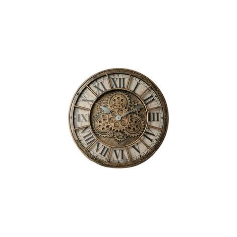 Horloge murale à engrenages vintage industriel – Diamètre 45 cm – Métal et bois – Style rustique ferme pour décoration intérieure (1/4)