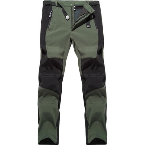 Pantalon homme à blocs de couleur, doublé, avec poches, vert militaire, taille L (1/2)