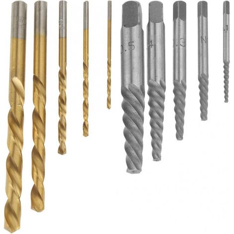 Set mit 10 Linksgewinde-Schraubenausdrehern und Bohrern aus Kobalt, einfaches Schraubenentfernungsset (1/5)