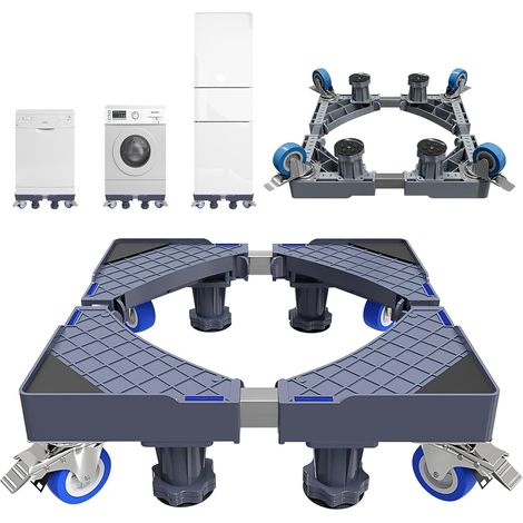 Washing Machine and Dryer Stand, Adjustable Washing Machine Base, Washing Machine Riser with 4 Wheels, Anti-vibration up to 250 kg (1/5)