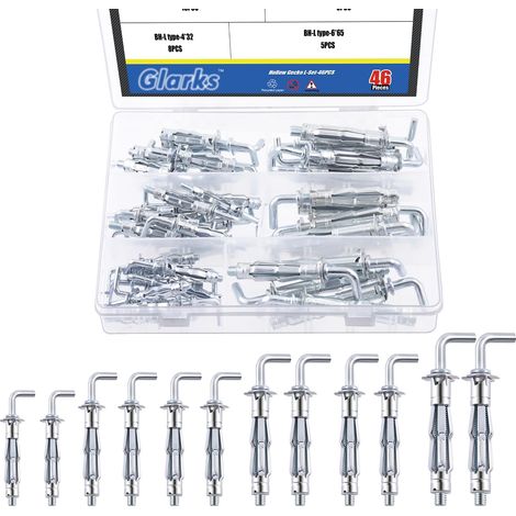 kit d'ancrage de mur creux en forme de l, ancrage de porte creux de taille 6, écrou d'expansion pour panneau en plastique de tôle de mur creux (1/5)