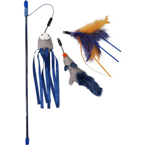 Nobby Katzenangel mit Mausspielzeug in blau