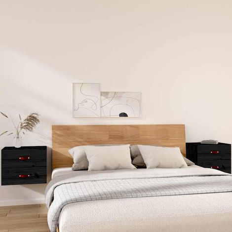 vidaXL Wall-mounted Bedside Cabinets 2 pcs Black 50x36x40 cm (1/5)
